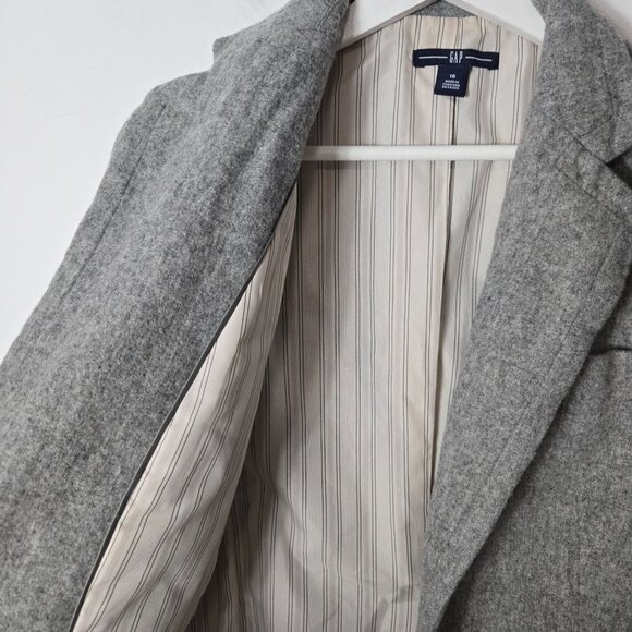 GAP Women's Size 10 Wool Blend Lined Gray Button Blazer Jacket - Picture 7 of 11
